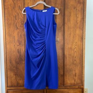 Blue Calvin Klein Blue Ruched Sheath Dress size 6